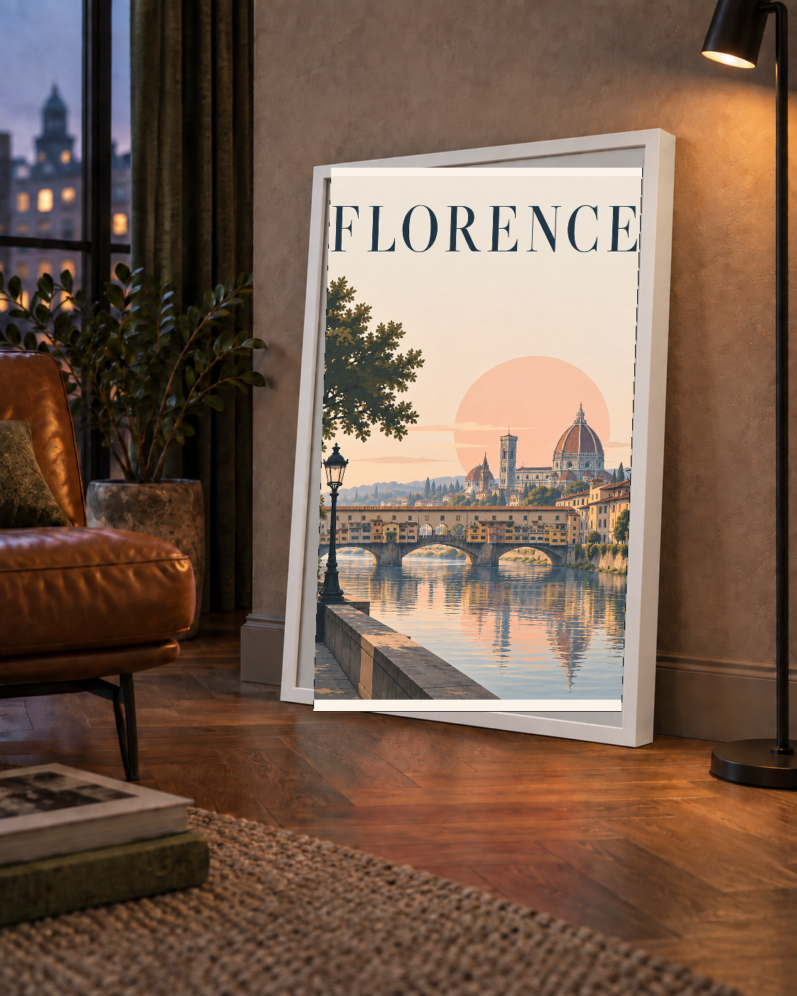 Floransa Şehir Manzarası Günbatımı Poster - Modern Duvar Dekoru