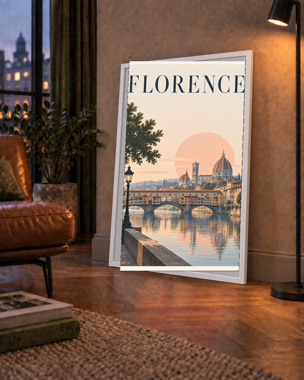 Floransa Şehir Manzarası Günbatımı Poster - Modern Duvar Dekoru
