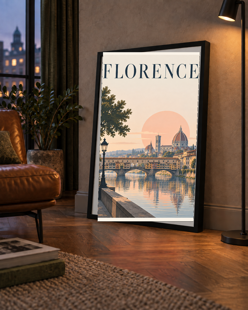 Floransa Şehir Manzarası Günbatımı Poster - Modern Duvar Dekoru