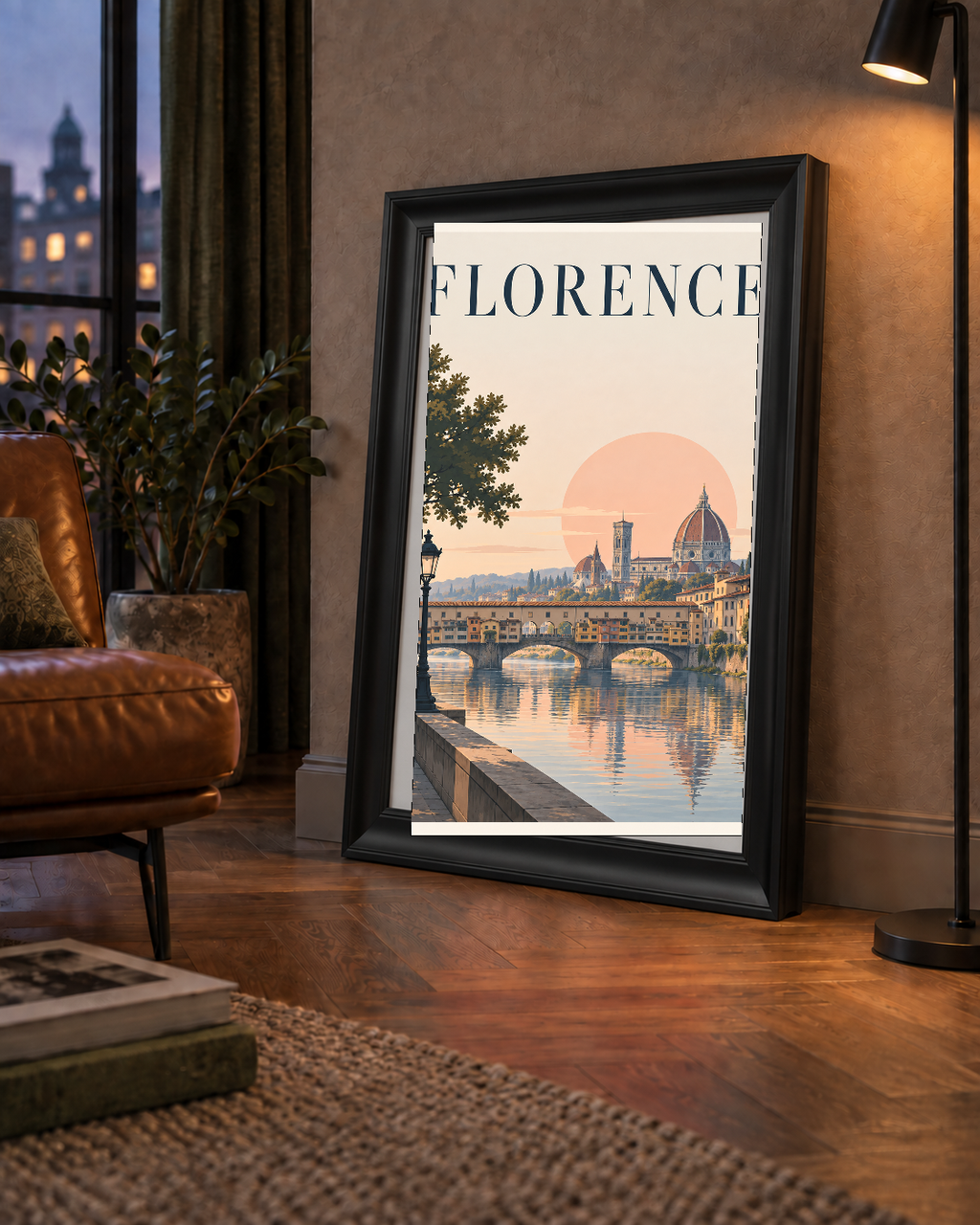 Floransa Şehir Manzarası Günbatımı Poster - Modern Duvar Dekoru
