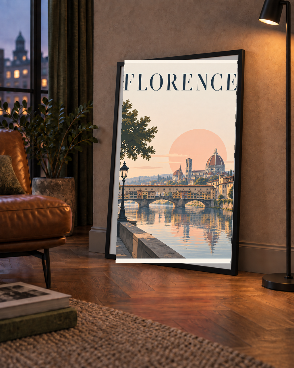 Floransa Şehir Manzarası Günbatımı Poster - Modern Duvar Dekoru