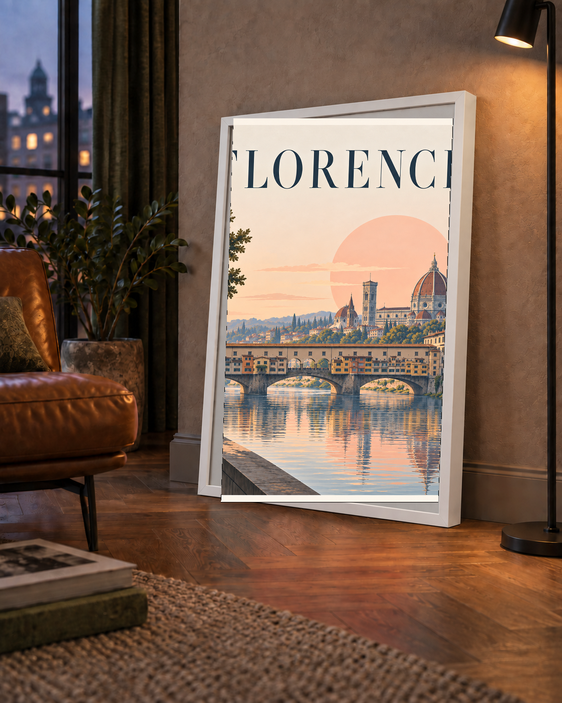 Floransa Şehir Manzarası Günbatımı Poster - Modern Duvar Dekoru