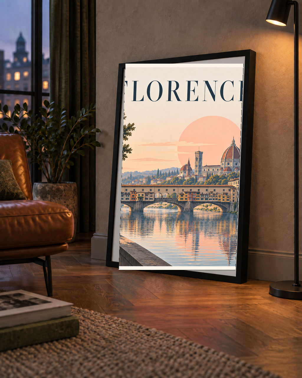 Floransa Şehir Manzarası Günbatımı Poster - Modern Duvar Dekoru