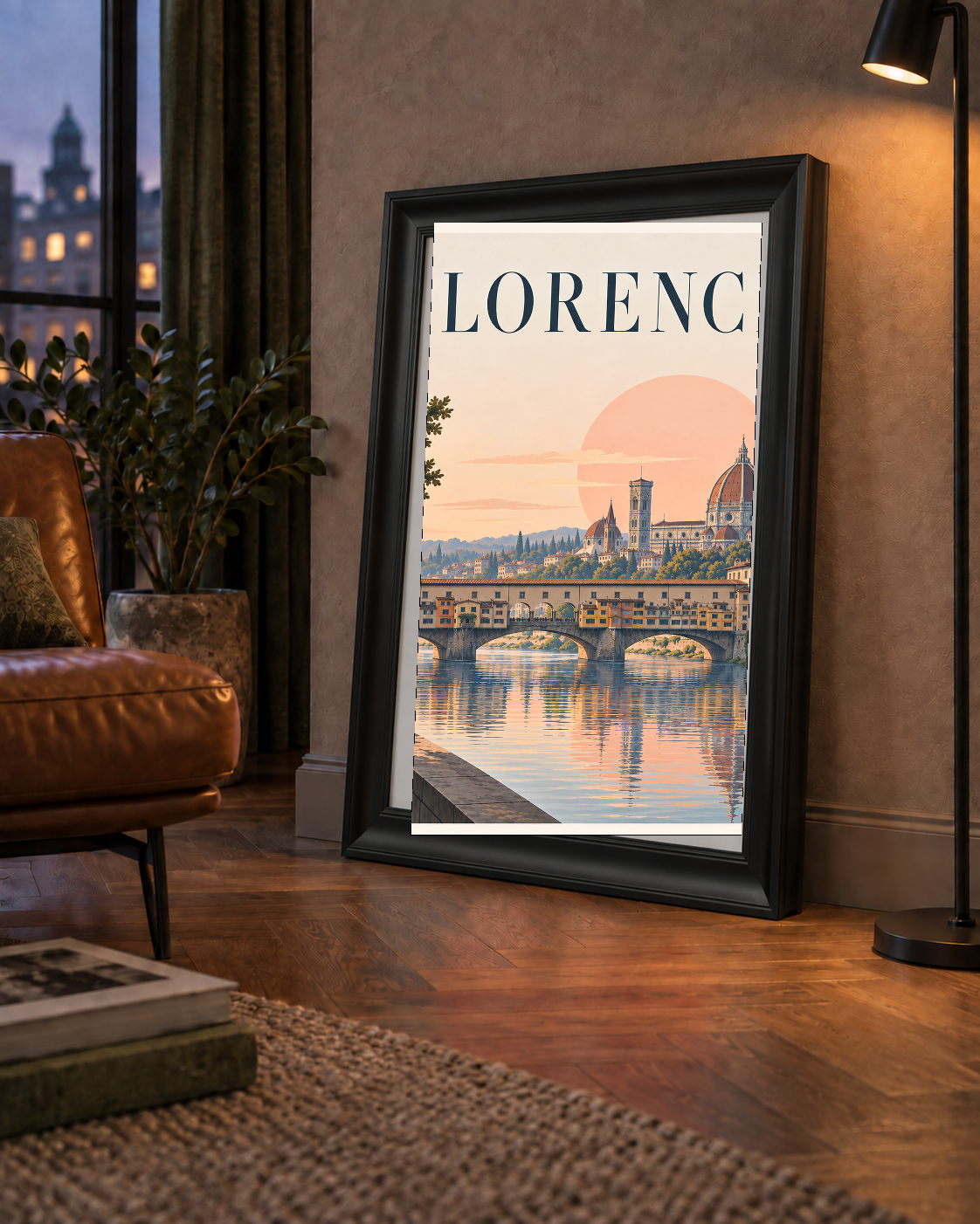 Floransa Şehir Manzarası Günbatımı Poster - Modern Duvar Dekoru