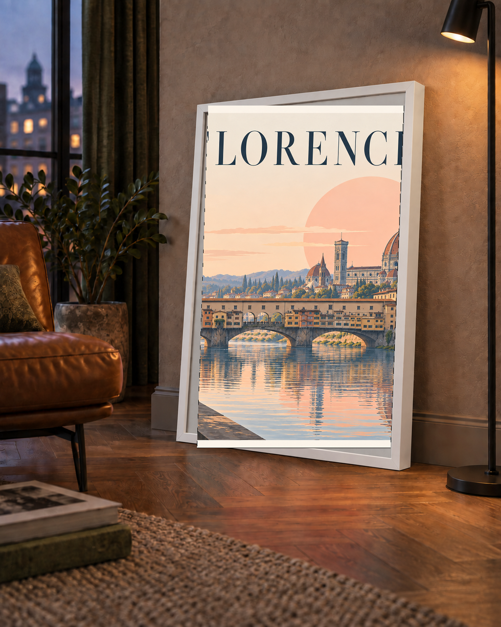 Floransa Şehir Manzarası Günbatımı Poster - Modern Duvar Dekoru