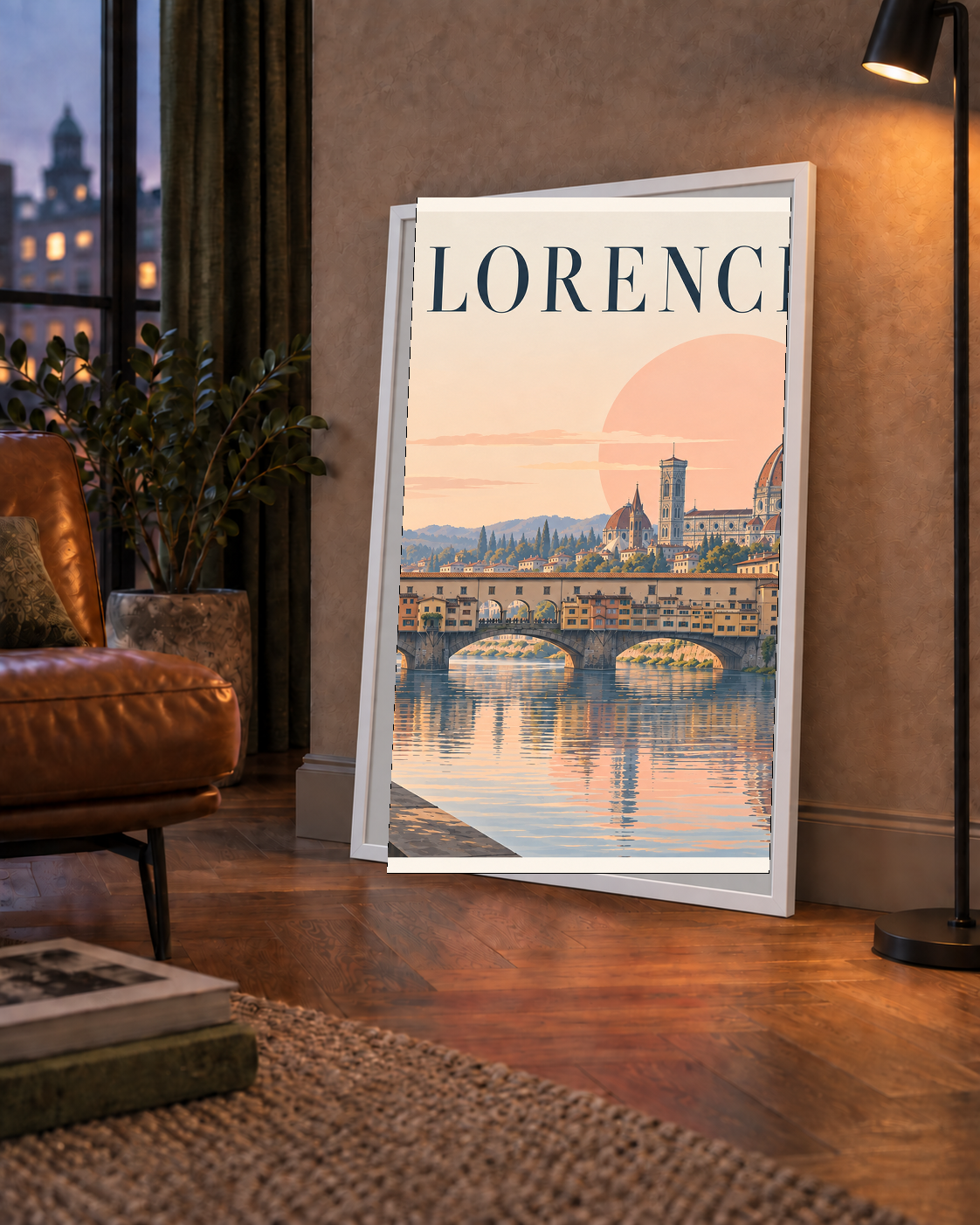Floransa Şehir Manzarası Günbatımı Poster - Modern Duvar Dekoru