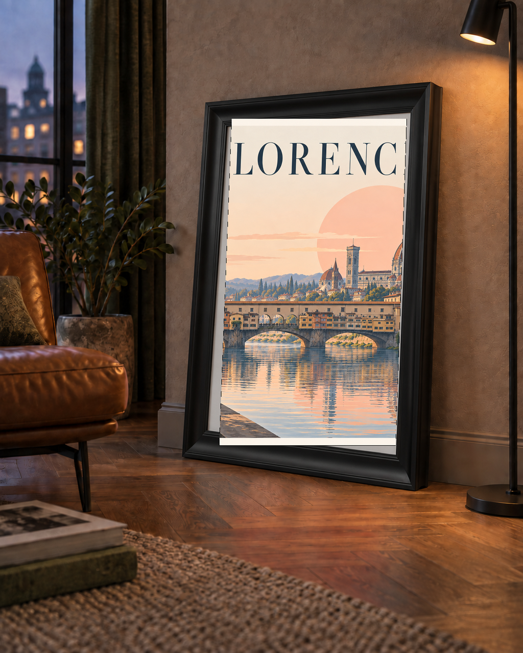 Floransa Şehir Manzarası Günbatımı Poster - Modern Duvar Dekoru