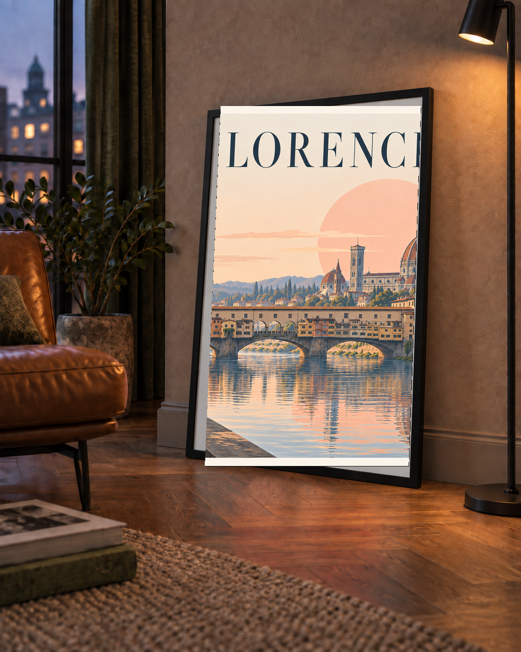 Floransa Şehir Manzarası Günbatımı Poster - Modern Duvar Dekoru