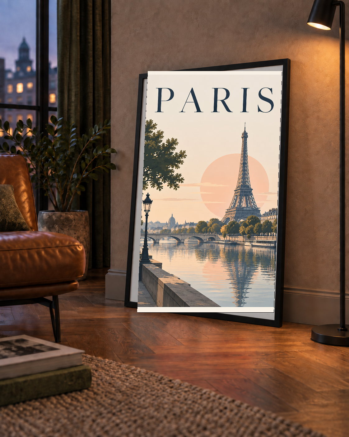 Paris Manzarası Pastel Retro Dijital Poster - Şık Duvar Dekoru
