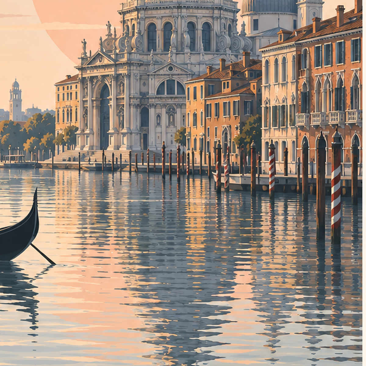 Venice – Romantik Venedik Manzarası Dijital Poster — baskının yakın çekimi, kâğıt dokusu ve renk detayı
