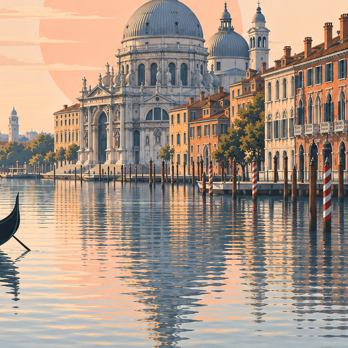 Venice – Romantik Venedik Manzarası Dijital Poster — baskının yakın çekimi, kâğıt dokusu ve renk detayı