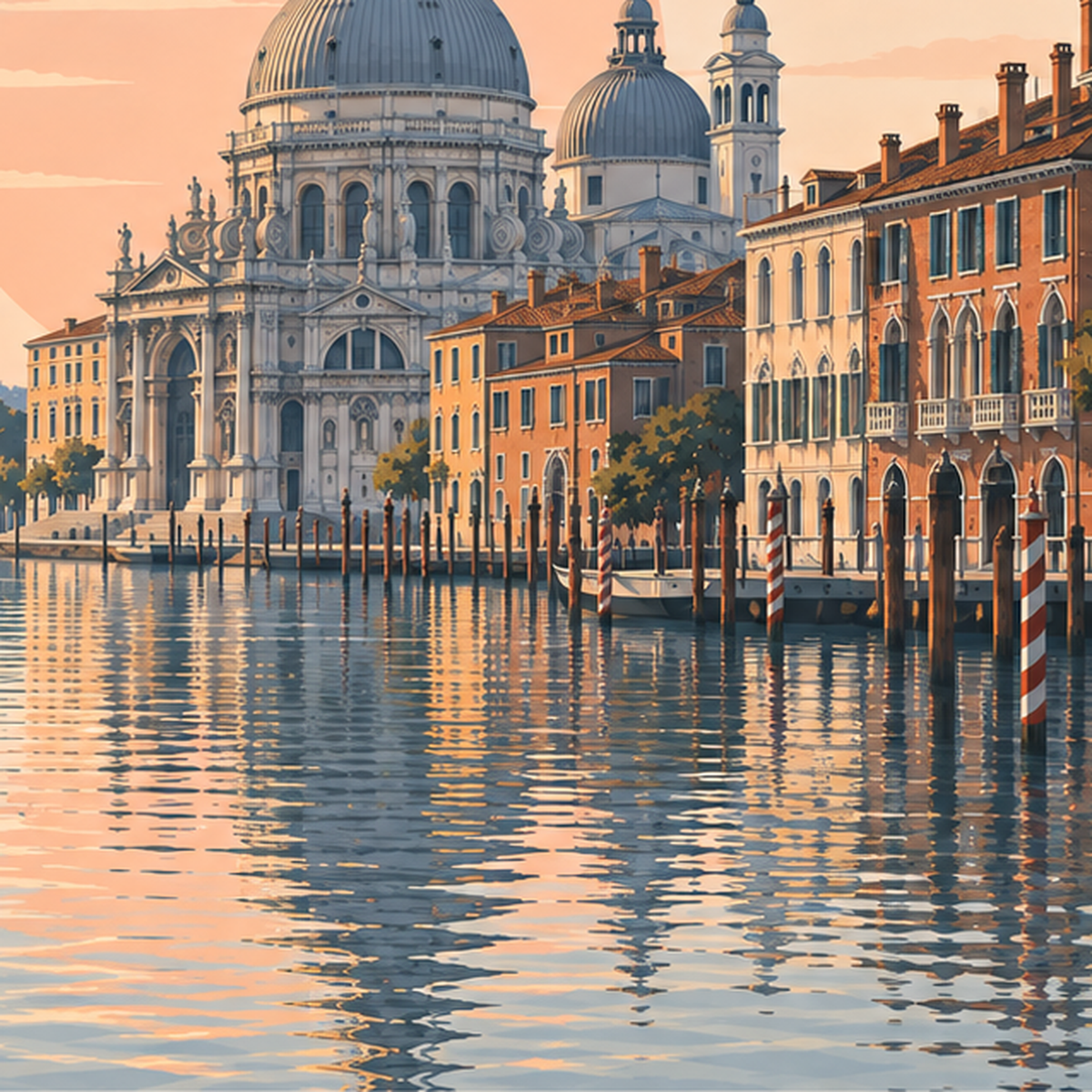 Venice – Romantik Venedik Manzarası Dijital Poster — baskının yakın çekimi, kâğıt dokusu ve renk detayı