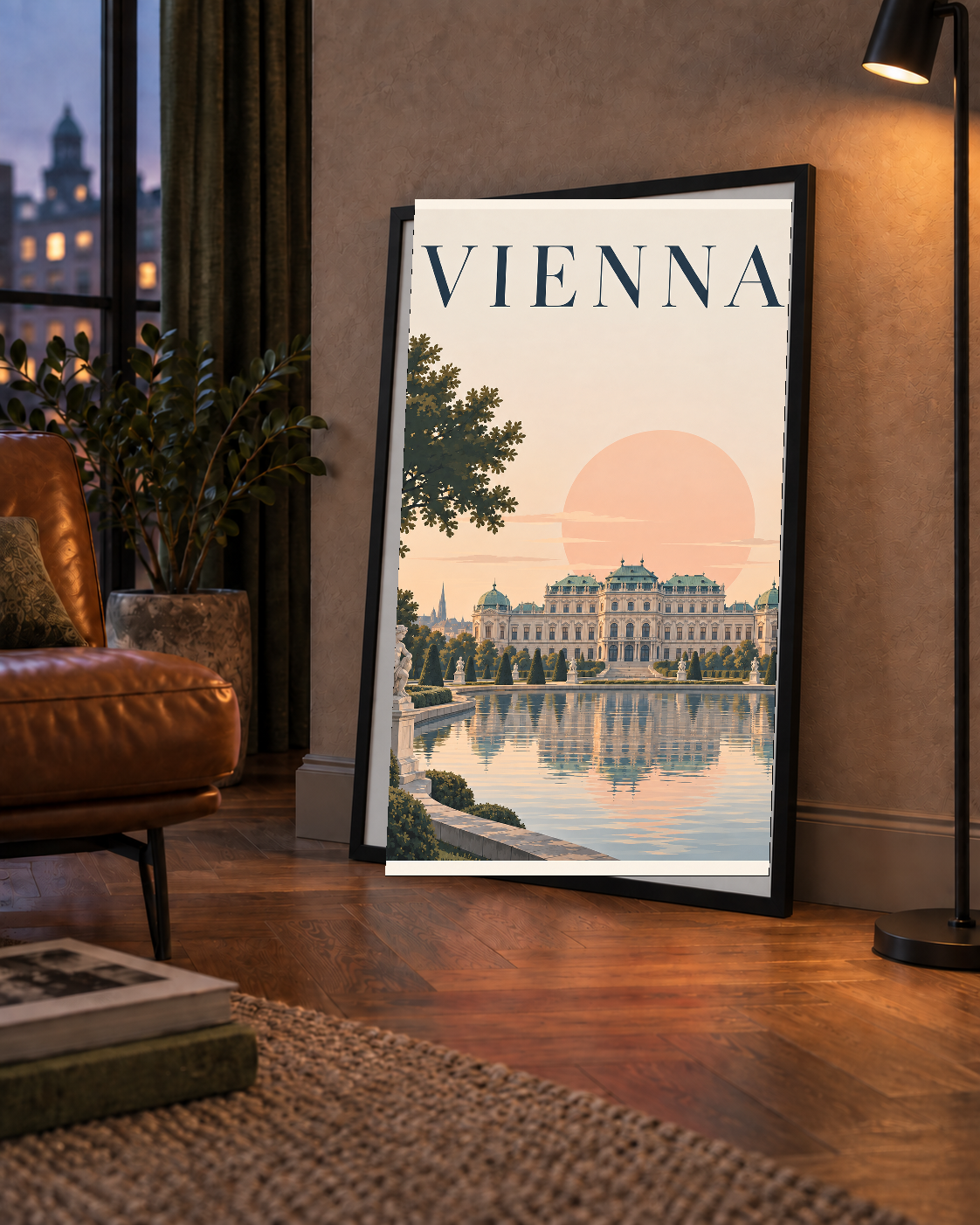 Viyana Saray Manzarası Pastel Poster – Dijital İllüstrasyon