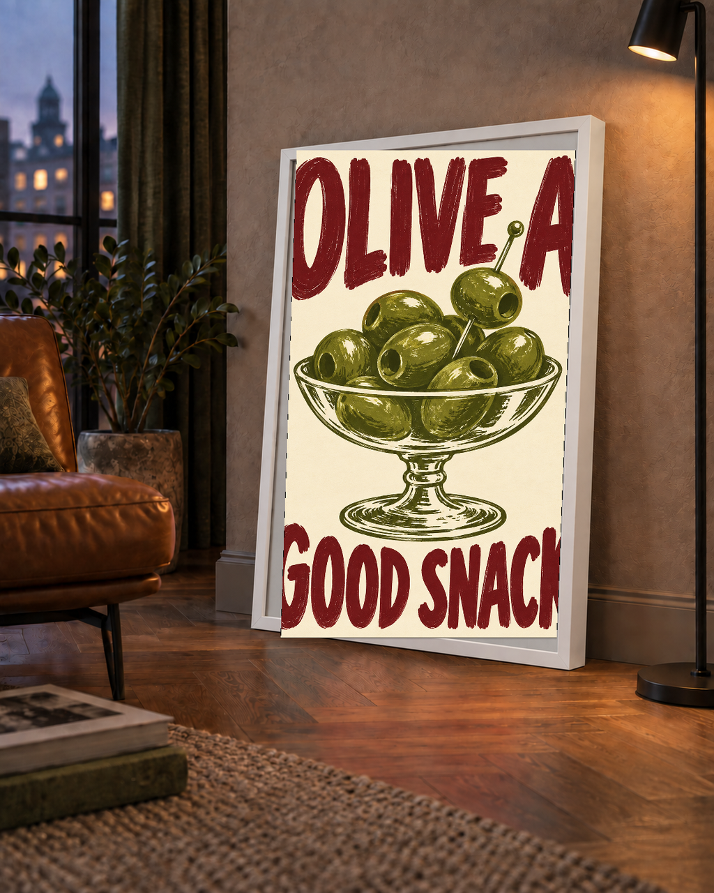Retro Zeytin Kase İllüstrasyonlu Poster – OLIVE A GOOD SNACK