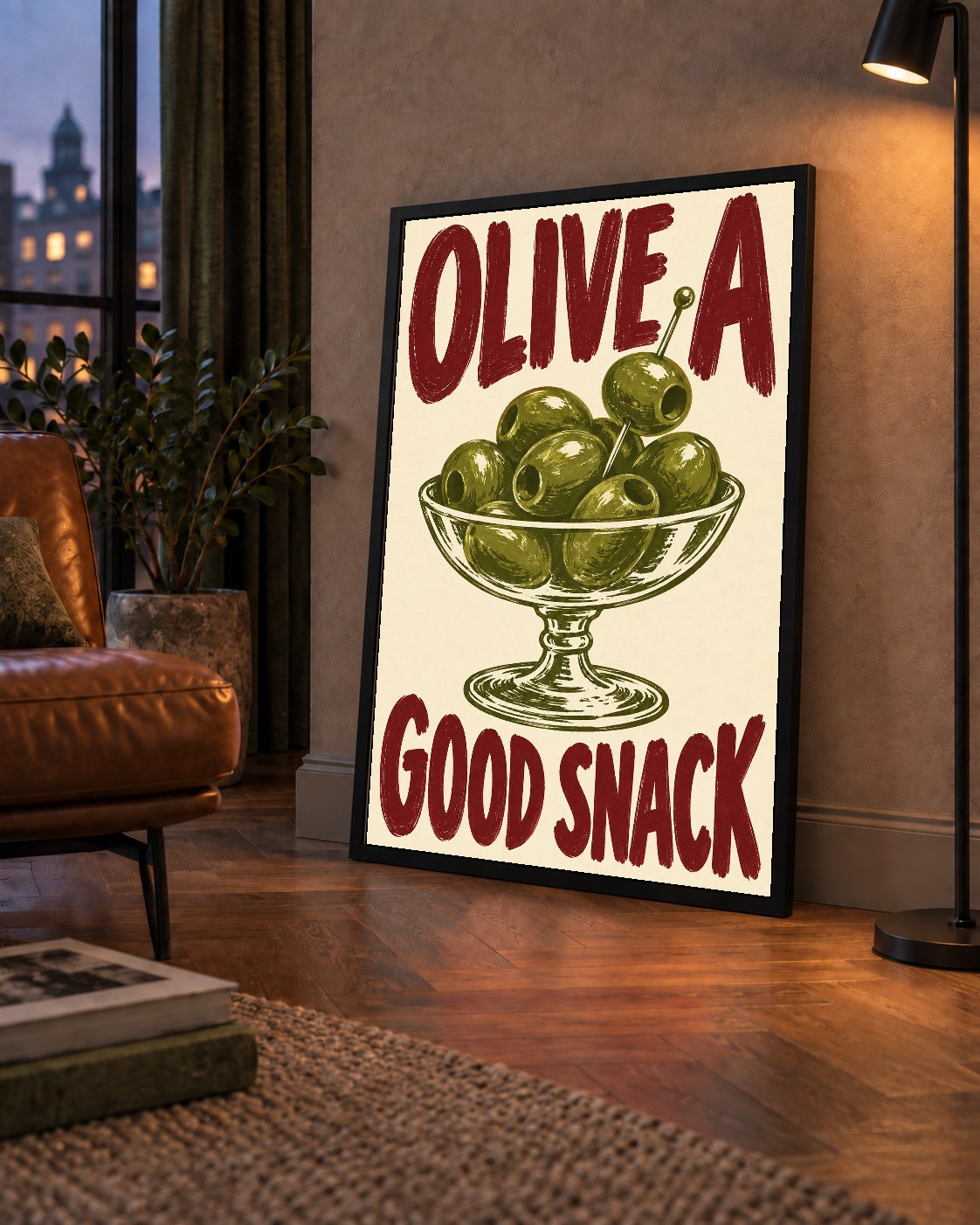 Retro Zeytin Kase İllüstrasyonlu Poster – OLIVE A GOOD SNACK